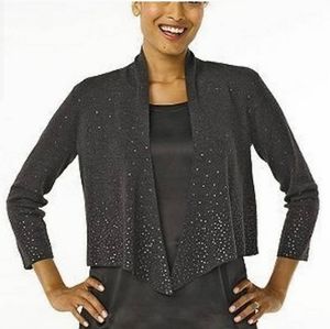 Eileen Fisher Gray Ultrafine Merino Sequin Cropped Cardigan Size S/P